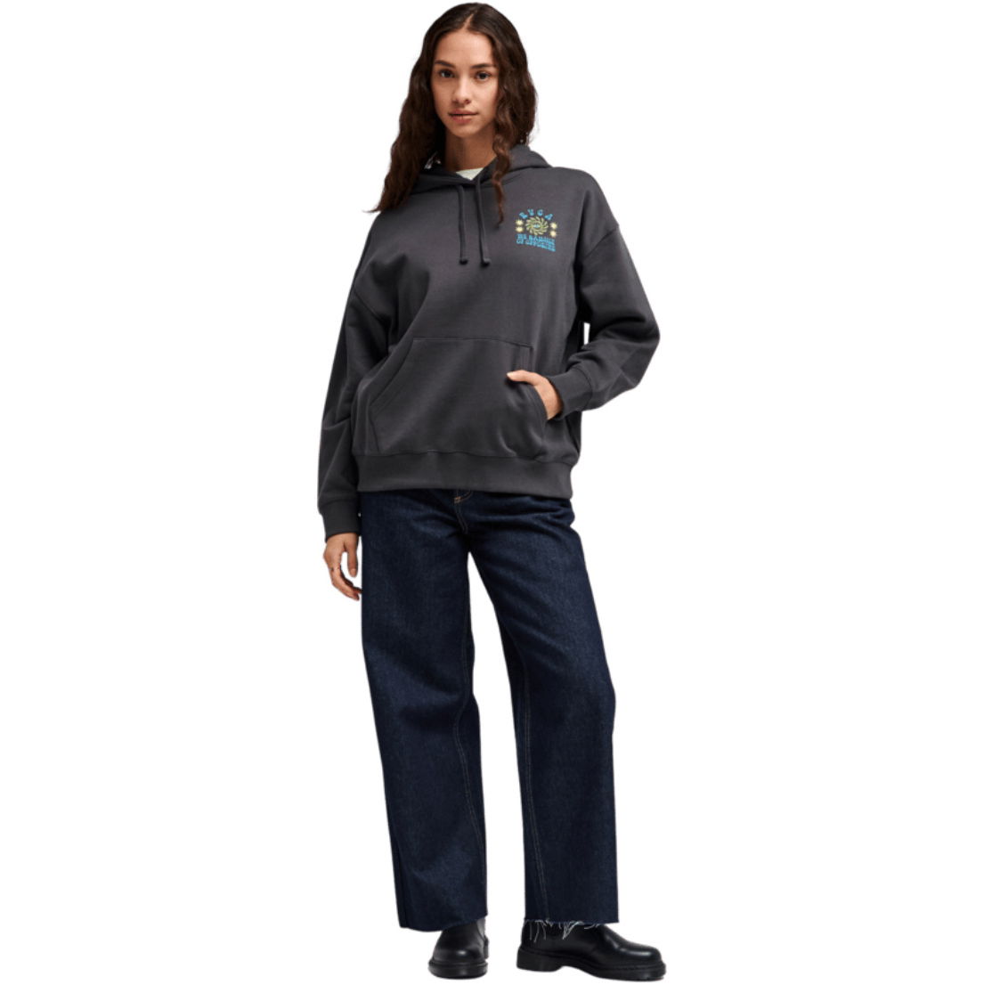 2026 RVCA Womens Iris Hoodie EVJSF00118 - Washed Black